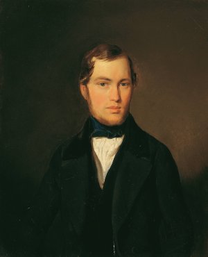 Junger Mann mit blauer Halsbinde by Leopold Fertbauer Oil Painting