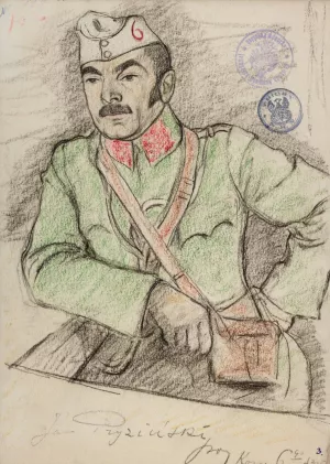 Jan Pryzinski, cavalry lieutenant, kmdt 6 Swedish lancers of the Polish Oil painting by Leopold Gottlieb