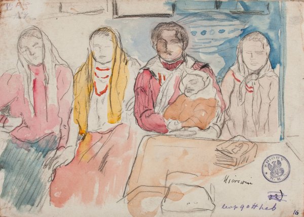 Rural women from Mierzwin  by Leopold Gottlieb - Hand-Painted Oil Painting Reproduction