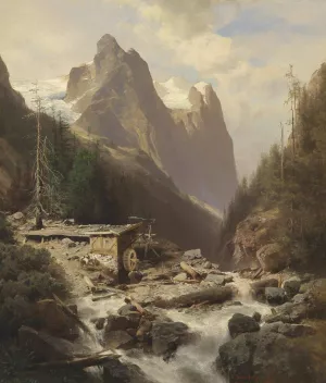 Blick auf die Brentagruppe Oil painting by Leopold Heinrich Voscher