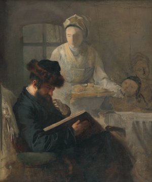 At the rabbi's by Leopold Horovitz Oil Painting