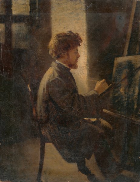 Painter at Work  by Leopold Horovitz - Hand-Painted Oil Painting Reproduction