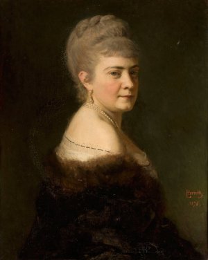 Portrait of Melania nee Jastrzebska 1.v. Dunin 2.v. Rawicz by Leopold Horowitz Oil Painting
