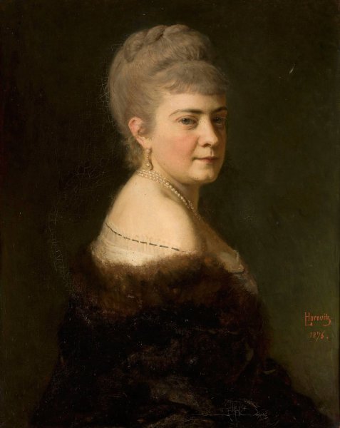 Portrait of Melania nee Jastrzebska 1.v. Dunin 2.v. Rawicz  by Leopold Horowitz - Hand-Painted Oil Painting Reproduction