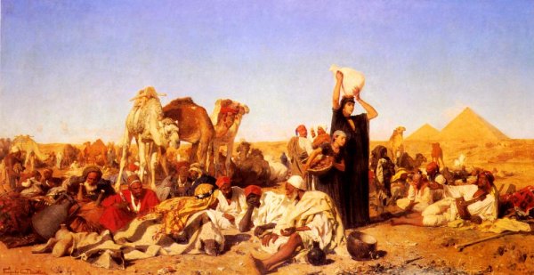 Main Product Photo of Rast In Der Wuste Bei Gizeh Painting by Leopold Karl Muller