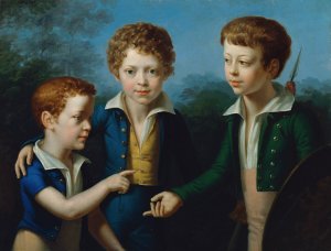 Albert, Moritz und Leopold von Neuwall by Leopold Kupelwieser Oil Painting