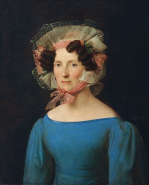 Dame in blauem Kleid by Leopold Kupelwieser Oil Painting