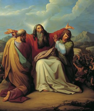 Moses praying for victory by Leopold Kupelwieser Oil Painting