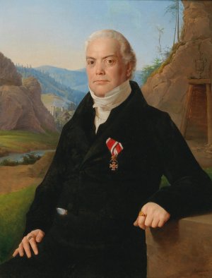 Portrait of Anton Ritter Mantz von Mariensee by Leopold Kupelwieser Oil Painting