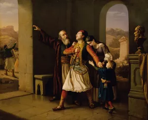 Ein griechischer Krieger nimmt Abschied by Leopold Loeffler Oil Painting