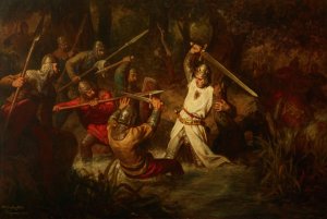 Emperor Rudolf I in the Battle of Marchfeld by Leopold Loeffler Oil Painting