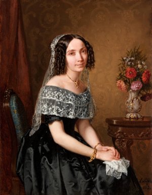Female Portrait by Leopold Loeffler Oil Painting