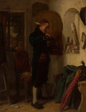 Glass of wine by Leopold Loffler Oil Painting