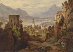 Blick auf Rattenberg am Inn Oil painting by Leopold Munsch