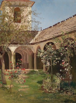 Bluhender Klostergarten by Leopold Munsch Oil Painting