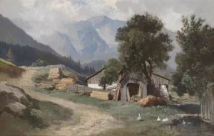 Motiv aus Gastein by Leopold Munsch Oil Painting