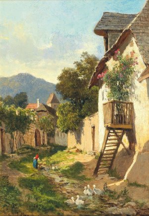 Scene of the Wachau by Leopold Munsch Oil Painting