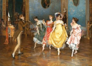 A Dance Rehearsal by Leopold Schmutzler Oil Painting