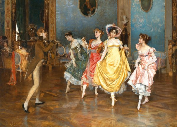 A Dance Rehearsal by Leopold Schmutzler - Hand-Painted Oil Painting Reproduction