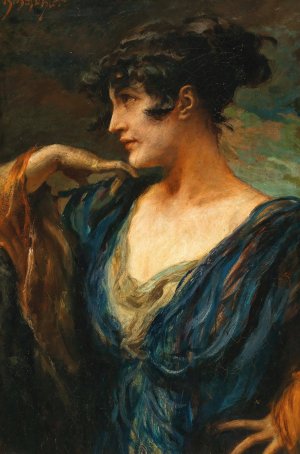 A Young Beauty by Leopold Schmutzler Oil Painting