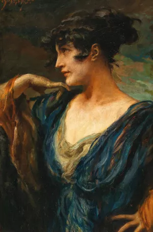 A Young Beauty by Leopold Schmutzler Oil Painting
