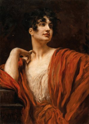 A Young Beauty by Leopold Schmutzler Oil Painting