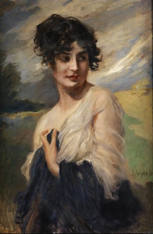 Damenbildnis by Leopold Schmutzler Oil Painting