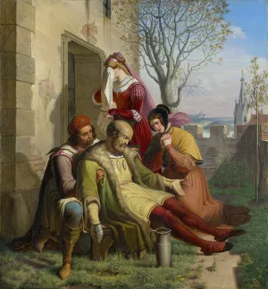 The Death of GOtz von Berlichingen Oil painting by Leopold Schulz