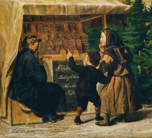Lebzelterstand auf dem Weihnachtsmarkt by Leopold Till Oil Painting