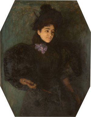 Portrait of a lady in black by Leopold Von Kalckreuth Oil Painting