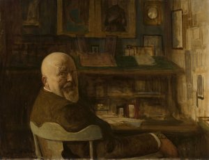 Portrait of a man at the desk by Leopold Von Kalckreuth Oil Painting