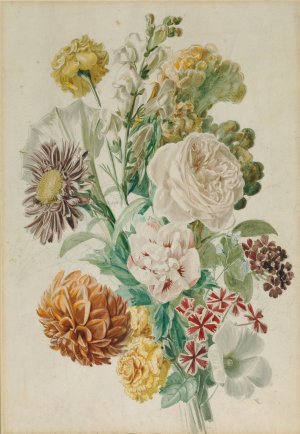Blumenstraus mit Rose und Dahlie by Leopold Von Stoll Oil Painting