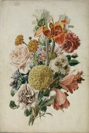 Blumenstraus mit Tagetes und Lilie by Leopold Von Stoll Oil Painting