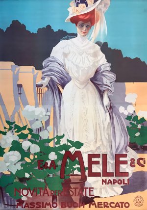 E. and A. Mele Napoli. Novita'Per L'Estate, Massimo Buon Mercato by Leopoldo Metlicovitz Oil Painting