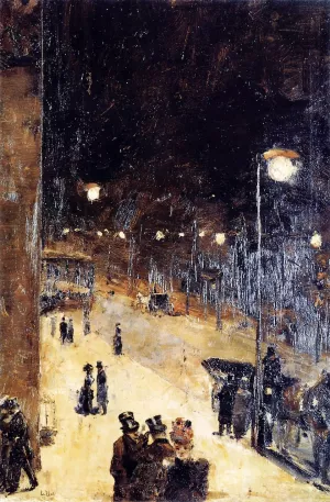 Berlin Street at Night by Lesser Ury Oil Painting