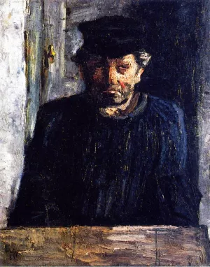 Bust of a Belgian Worker by Lesser Ury Oil Painting