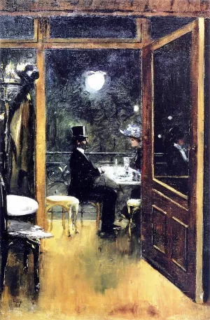 Cafe Bauer by Lesser Ury Oil Painting