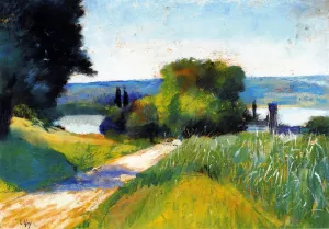 Castle Rheinstein on Rhine painting by Lesser Ury