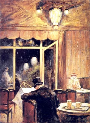 Evening at Cafe Bauer painting by Lesser Ury