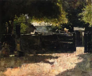 Farmyard with Well by Lesser Ury - Oil Painting Reproduction
