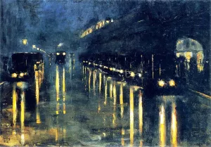Hochbahnhof Bulowstrasse by Lesser Ury - Oil Painting Reproduction