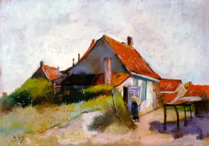 House with Red Roofs Holland by Lesser Ury Oil Painting
