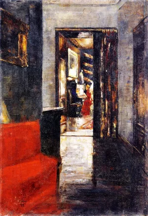 Interior with Woman at the Piano by Lesser Ury - Oil Painting Reproduction