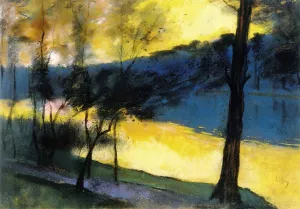 Landscape at Sunset by Lesser Ury Oil Painting