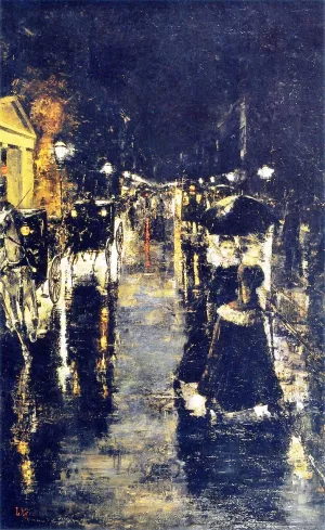 Leipzig Street by Lesser Ury - Oil Painting Reproduction