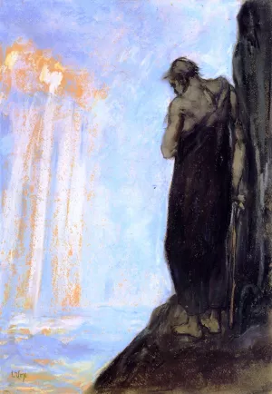 Moses on Mount Nebo Looking at the Promised Land by Lesser Ury Oil Painting