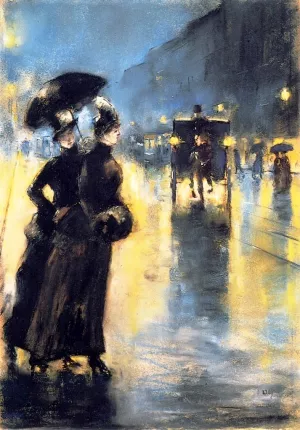 Night Lights by Lesser Ury Oil Painting