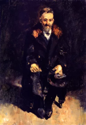 Old Man in a Fur Coat by Lesser Ury Oil Painting