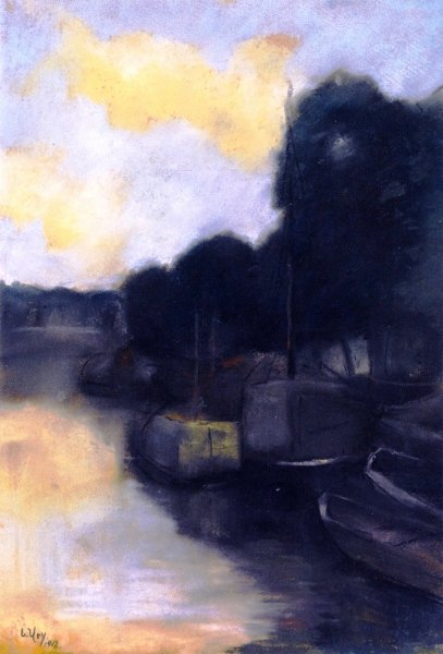 Main Product Photo of On a Canal Painting by Lesser Ury