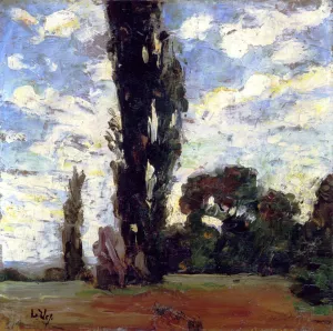 Poplars Oil painting by Lesser Ury